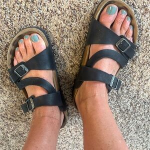 Birkenstock Black Leather Sandals